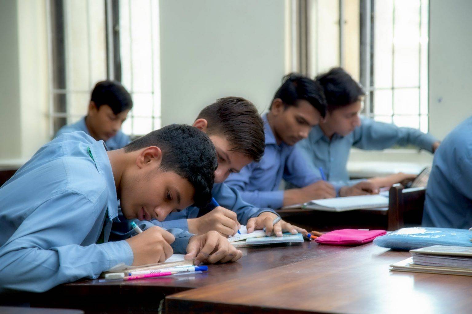 children studying karachi school royalty free